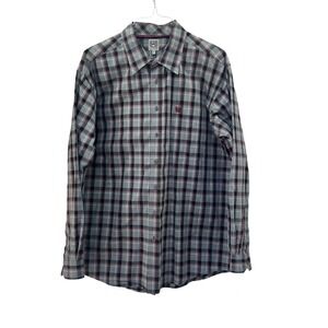 Cinch Mens Plaid Button Up Western Shirt‎ XL Black Red Gray Office Business